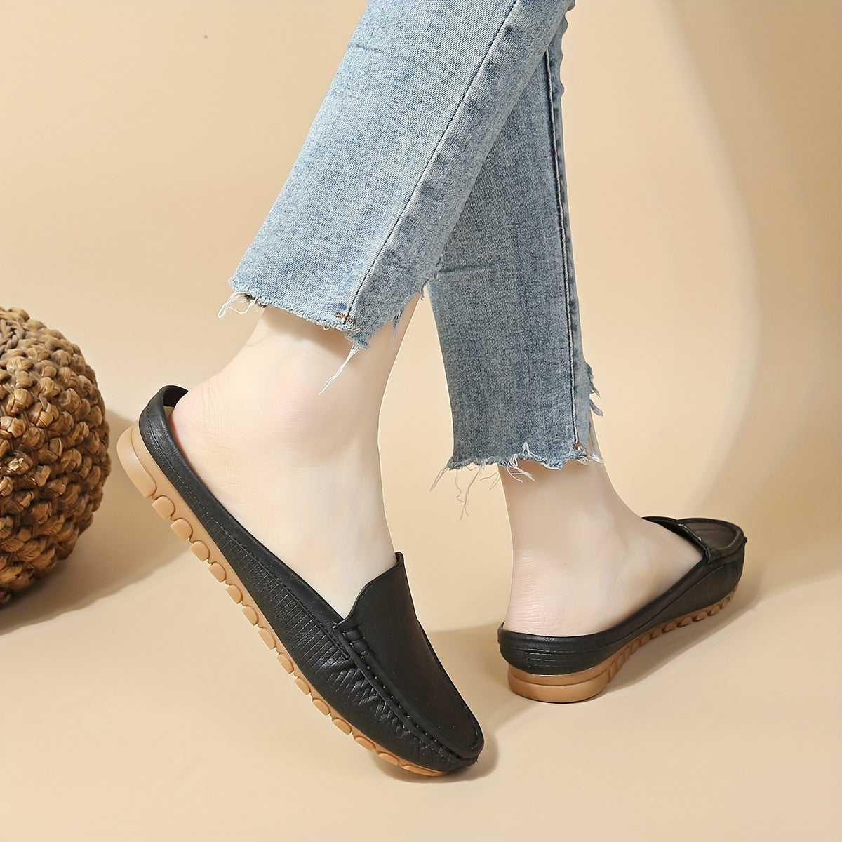 Stylish slip-on mule sandals with half-toe design, perfect for summer.