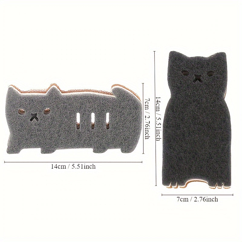 4 piece cat sponge set for kitchen - durable tools for dishwashing and cleaning.