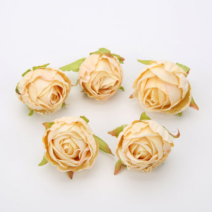 10 pieces of silk tea buds roses for DIY wedding bouquets and Christmas decorations.