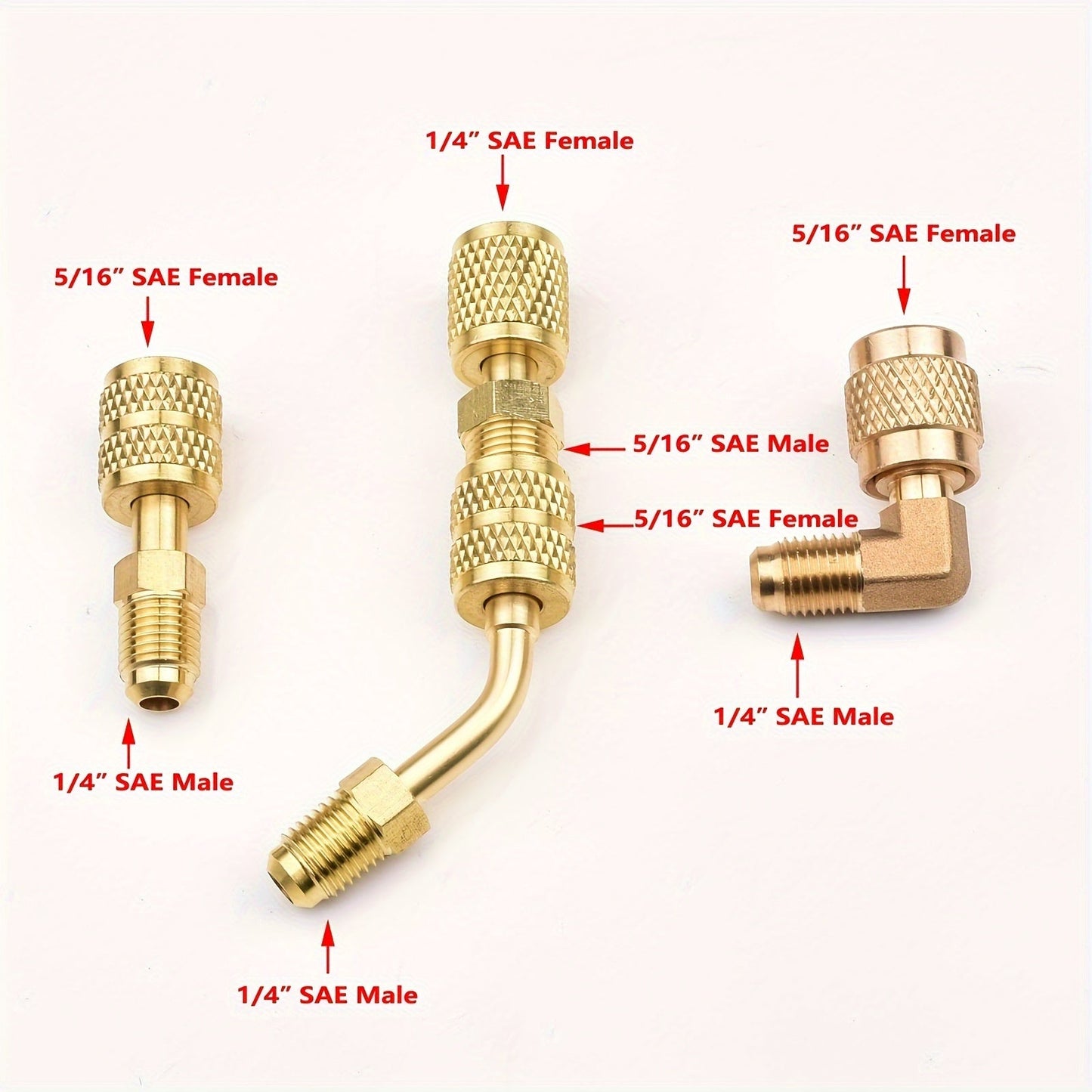 Комплект адаптеров HVAC для R410A — преобразует 5/16&quot; SAE female в 1/4&quot; SAE male для кондиционеров. Включает соединители, аксессуары и расширение для систем кондиционирования воздуха.