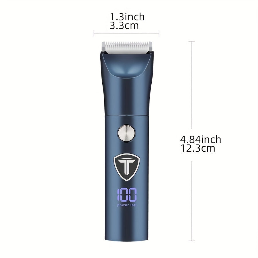 5-in-1 Professional Body Hair Trimmer for Men with Replaceable Ceramic Blade and USB Rechargeable.