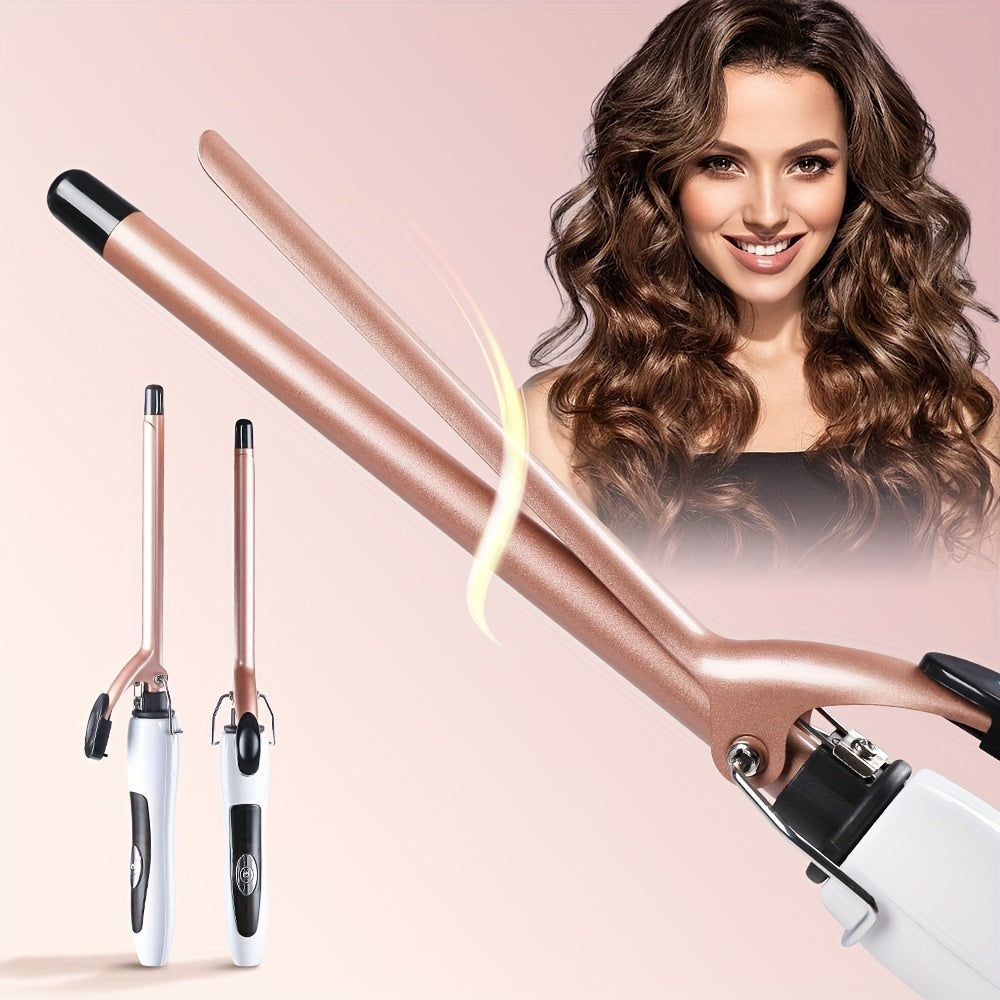 Ceramic Hair Curling Iron with Dual-Temperature Control, Fast Heating, Ergonomic Grip for Short & Long Hair, Includes C-Type Plug.