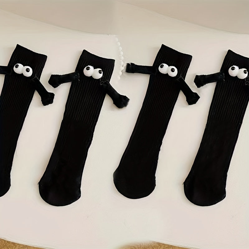 Magnetic couple mid-calf socks for women in cute and funny styles, perfect for internet celebrities and Douyin users.