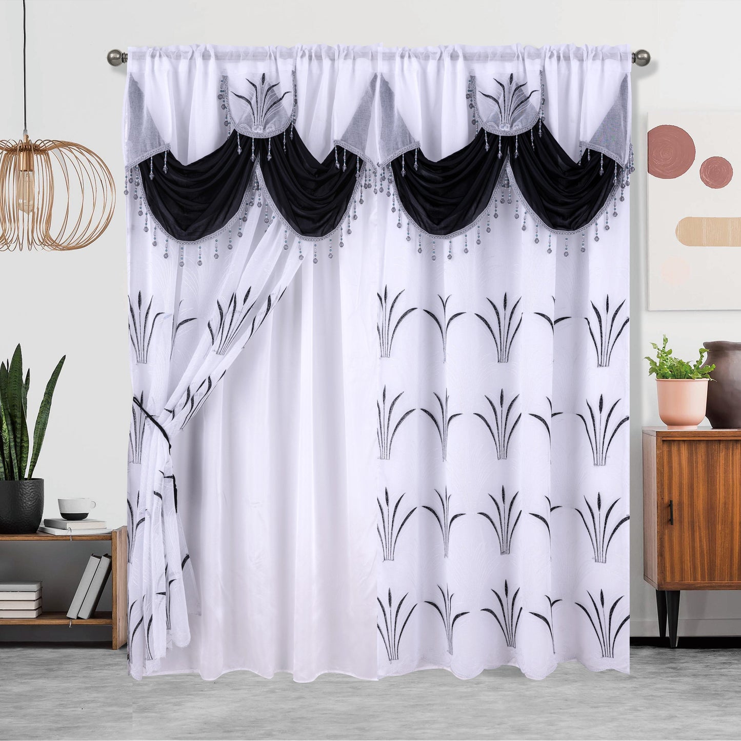 One piece of embroidered double-layer curtain, perfect for enhancing home décor, suitable for living room or bedroom, measuring 132.08 x 213.36 cm.