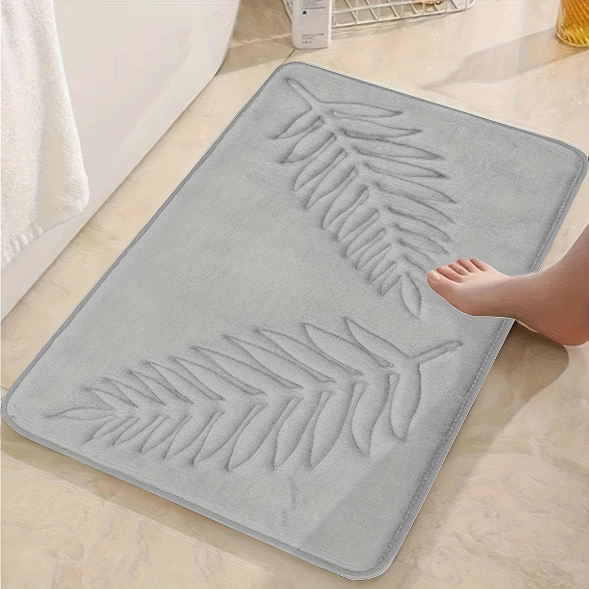 Polyester Blend Bath Rug Set featuring Geometric Pattern - Stain Resistant, Low Pile, Machine Made Non-Woven Memory Sponge Mats - Dry Clean Only - Universal Holiday Door Entrance Mat for Bathroom, Living Room