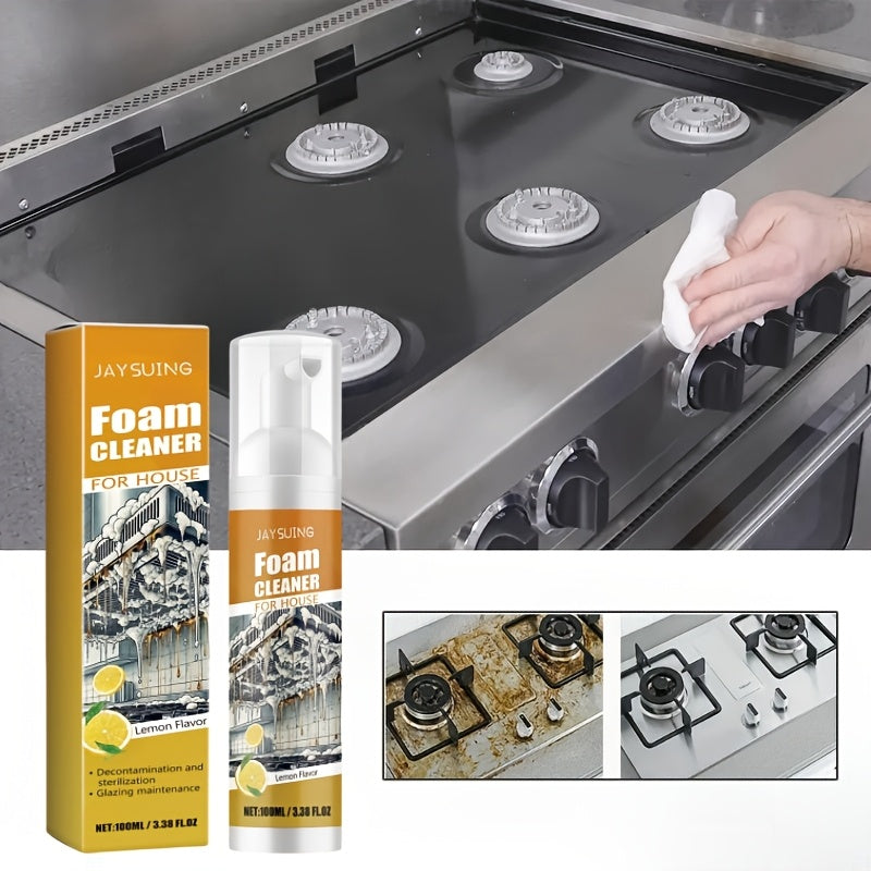 Restore your surfaces with a bottle of JAYSUING Multi-Purpose Foam Cleaner. This deep cleaning stain remover is perfect for kitchens, bathrooms, and furniture. The liquid formula leaves no residue and is safe for metal surfaces. Made with sodium