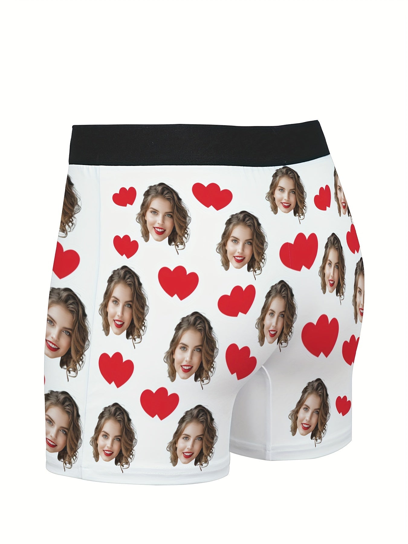 Personalized men's briefs with custom photos- perfect gifts for boyfriends or husbands on Valentine's Day.