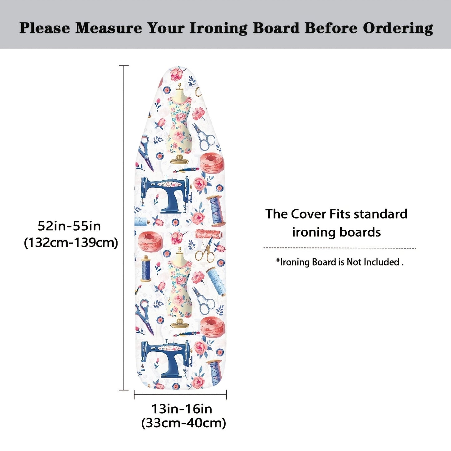 Cartoon Ironing Board Cover with Elastic Edge - Craft-Friendly, Stain-Resistant, Non-Slip, Standard Size - Ideal for Home Laundry Room Sewing Machines