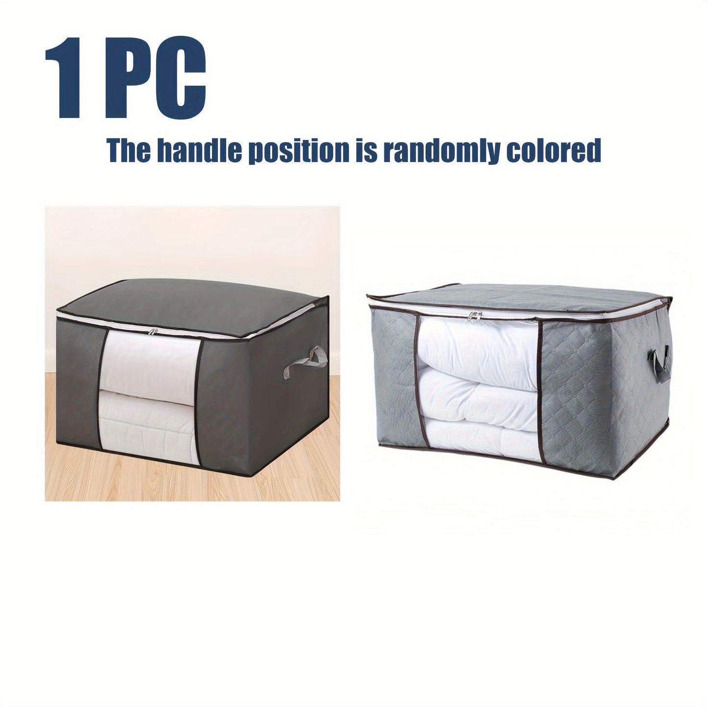 Large canvas storage box with zipper for organizing clothes. Provides independent storage solution, no need for electricity. Suitable for items under 68.58cm in height with less than 3.2 cubic feet of closed storage space. Can be mounted in closet