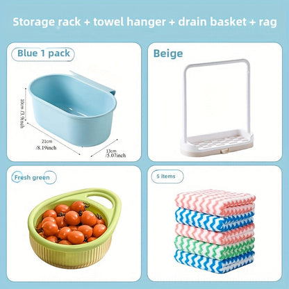 Synthetic Resin Sink Drain Rack Kit - Organize Your Kitchen with this Multi-function Faucet Drain Rack. Perfect for Storing Pool Supplies and More!