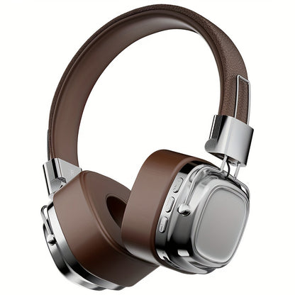 New retro style wireless headphones with noise cancelling earmuffs, long-lasting battery life, and high-tech design for outdoor activities. Also supports wired connection.