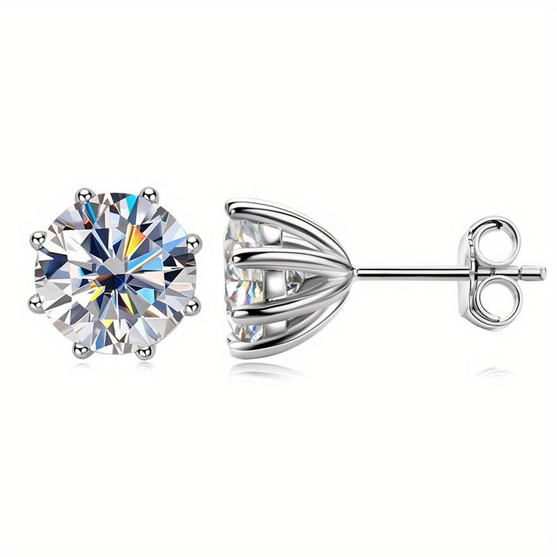 Add some excitement to your style with our LOVESSOM 4 Carat Moissanite Stud Earrings! These hip hop rock inspired earrings are made from 925 sterling silver and feature an 8-prong setting, perfect for couples. Ideal for weddings, birthdays