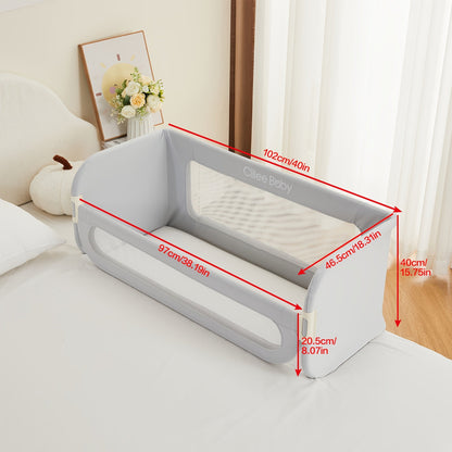 Youngsters Safety Guardrail for Full Size Bed - Easy to Fold, Machine Washable, Gray Polyester Material for Fall Protection