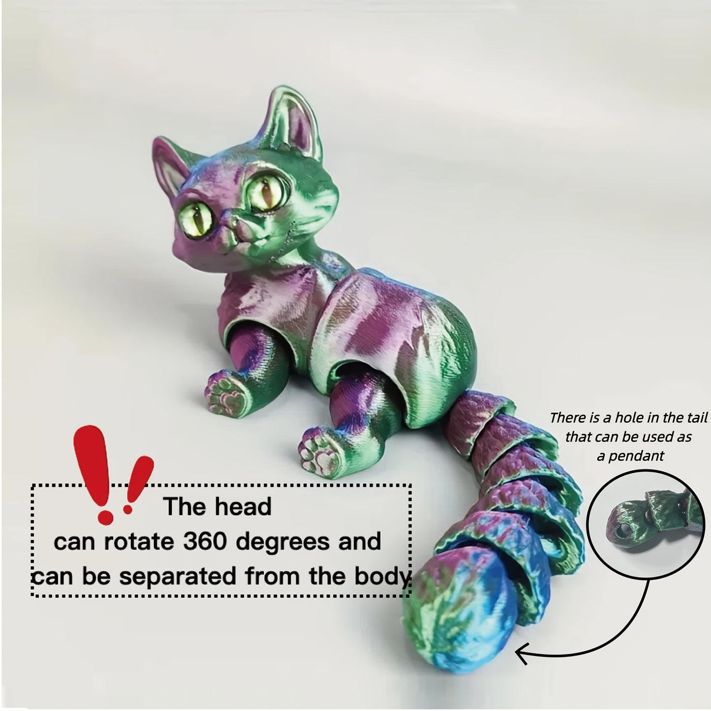 Mardi Gras Fantasy Cat Figurine with Articulated Joints - No electricity required, perfect for gifting on various occasions.