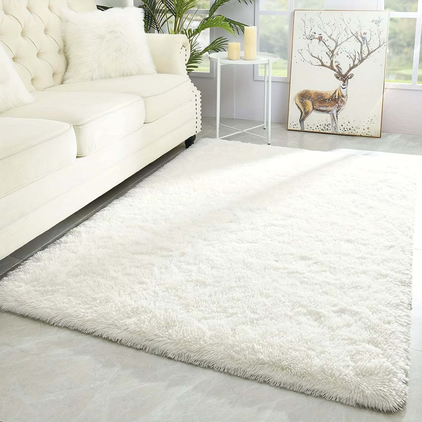 Luxurious Thick Shag Area Rug, Contemporary Rectangle Plush Fuzzy Carpet, Easily Washable, Non-Shedding Non-Slip Soft Furry Rug for Living Room Bedroom, Home Décor, and Room Enhancement.