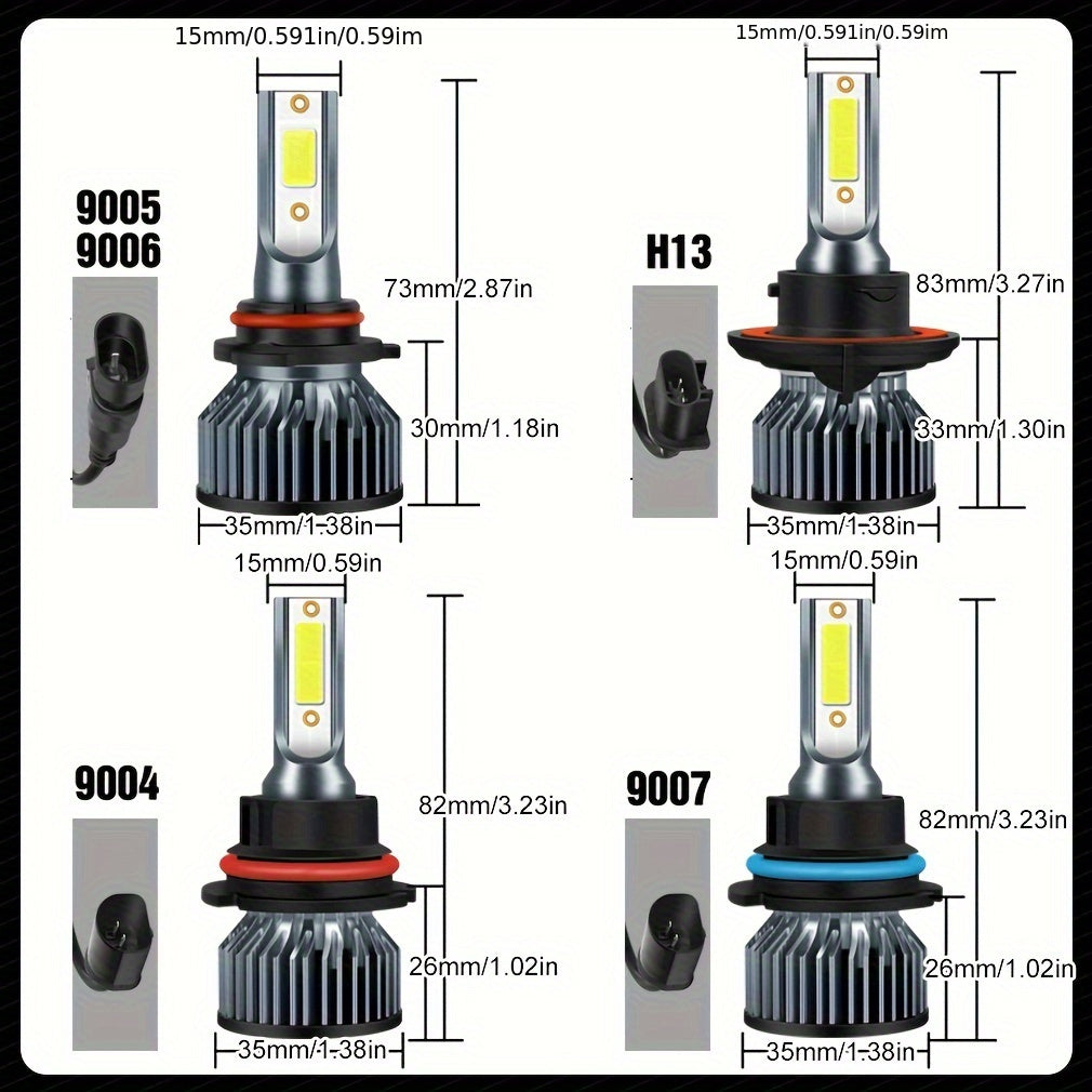 S&D 2pcs LED auto lamps with Canbus technology, 20000LM brightness and super bright COB chips in various sizes