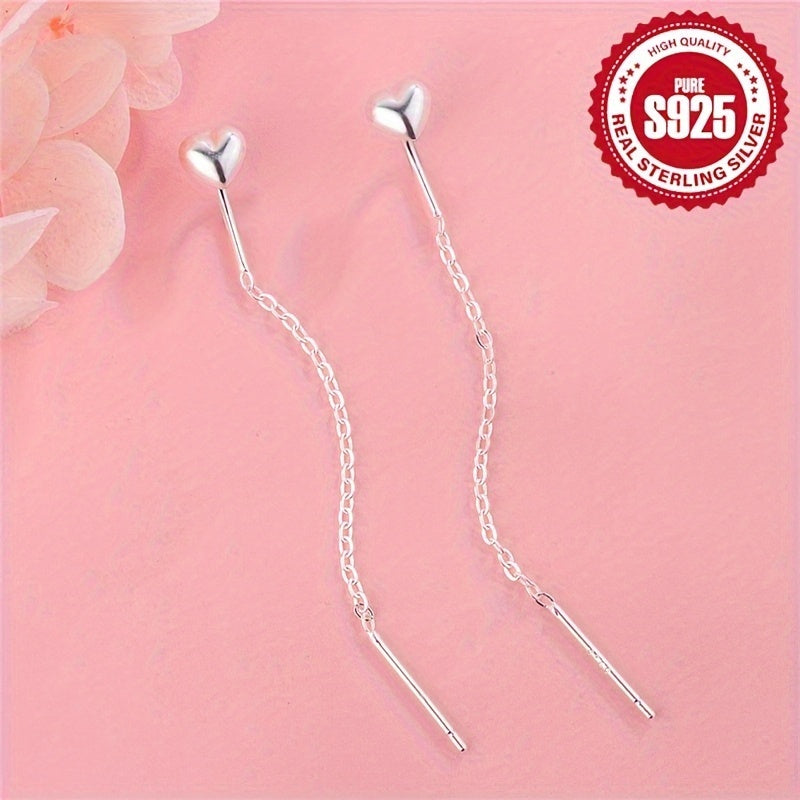 925 Silver Lady Love Tassel Long Ear Thread - A Versatile, Hypoallergenic Daily Gift for Thanksgiving, Lightweight at only 0.8g