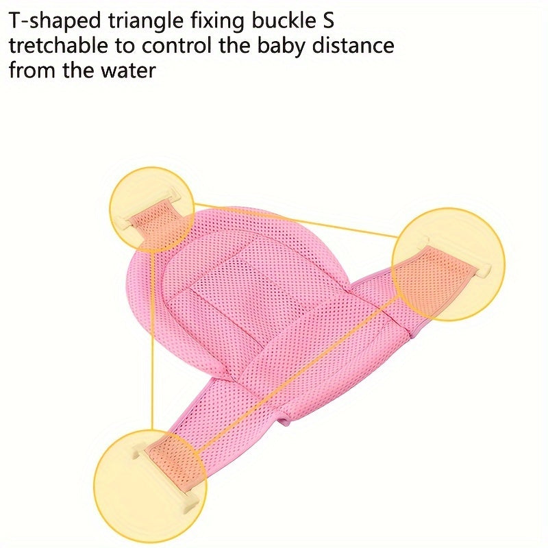 Bath Support Seat for Kids featuring Non-Slip Mesh - Available in Polyester with Pink or Blue Options for Children