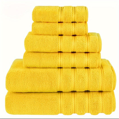 6-piece velvet towel set, thick and soft, absorbent. Suitable for home, hotel, etc. Includes towels in sizes 140.0*70.0cm, 75.01*34.01cm, and 34.01*34.01cm.