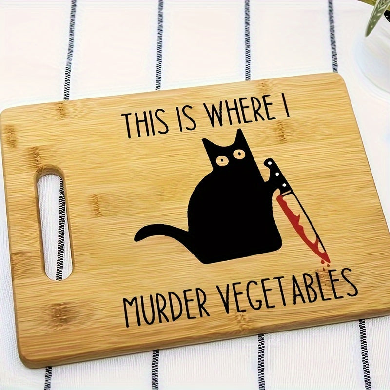 Get your hands on this unique and funny Killer Cat Engraved Bamboo Cutting Board for a creative housewarming gift or Halloween gift for your friends. Perfect for adding a touch of humor to your kitchen decor!