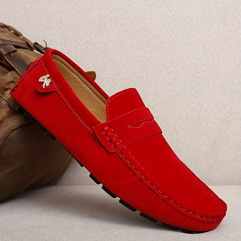 Microfiber loafers with solid color, rubber sole, and polyurethane insole for all-season comfort in casual, party, and wedding activities.