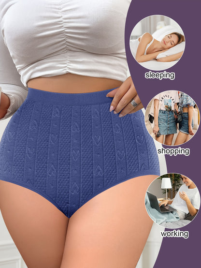 4pcs Large High-waisted Women's Underwear for Tummy Tuck and Butt Lift. Comfortable and Breathable.