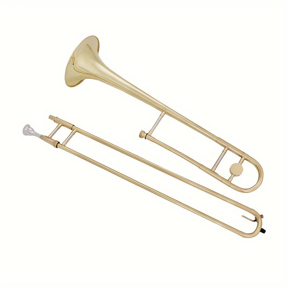 SLADE Classic Brass Trombone - Bb, Golden/Silvery Finish with Protective Case, Ideal for Beginners & Ensembles