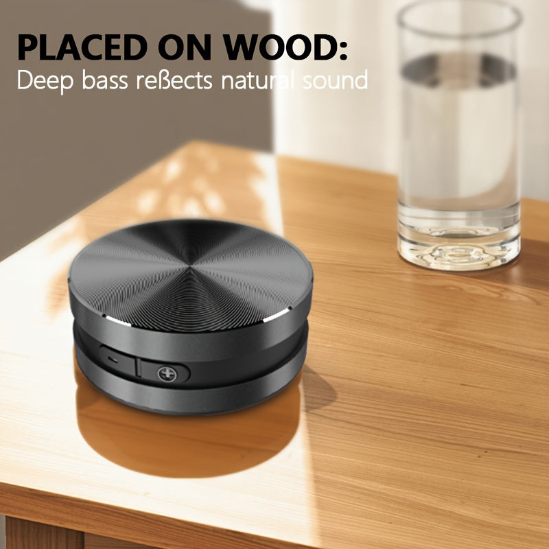 OKJEW 360° Surround Sound Wireless Speaker with Bass Boost, Button Control, Wireless Connectivity, Passive Amplification, Wall Mountable, Battery-Powered.