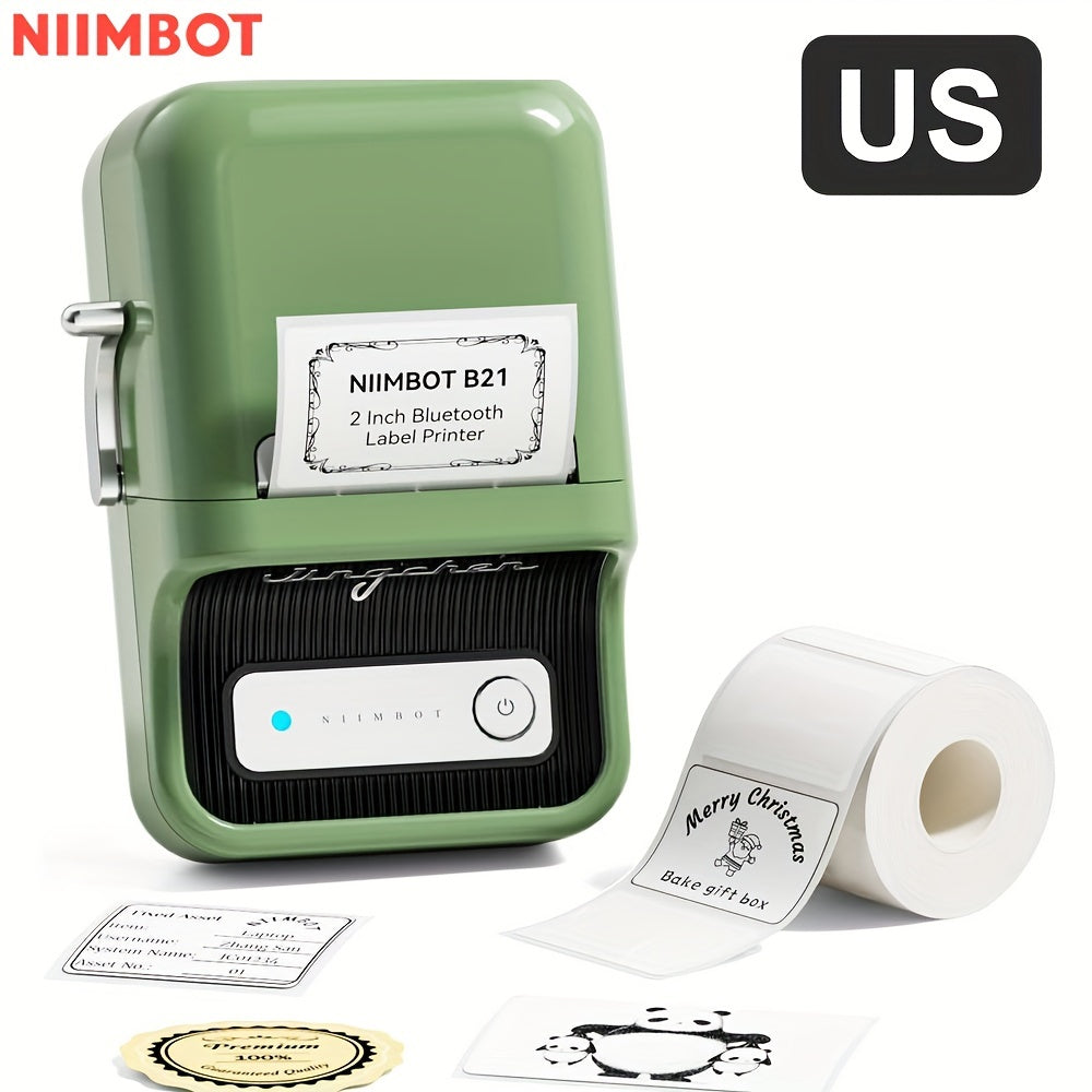 NIIMBOT B21 Label Maker: 5.08 cm Portable Thermal Label Printer with Tape, Compatible with Android, iOS & PC for Home Storage, Office, and Small Business.