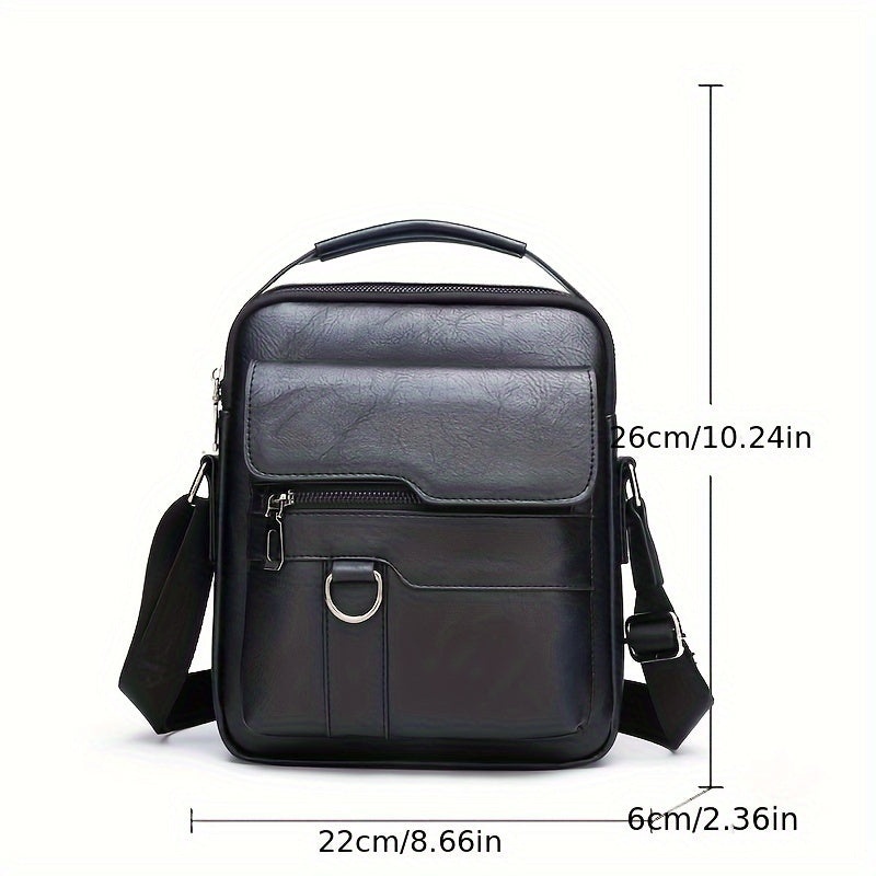 Men's Casual Shoulder Bag, Large Capacity Waterproof PU Crossbody Bag, Fashionable and Versatile.