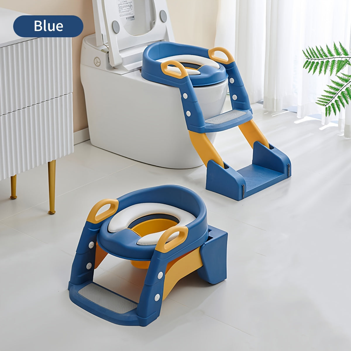 Toilet Potty Chair with Adjustable Seat, Sturdy Non-Slip Step Stool Ladder, Handles, and Splash Guard for Potty Training