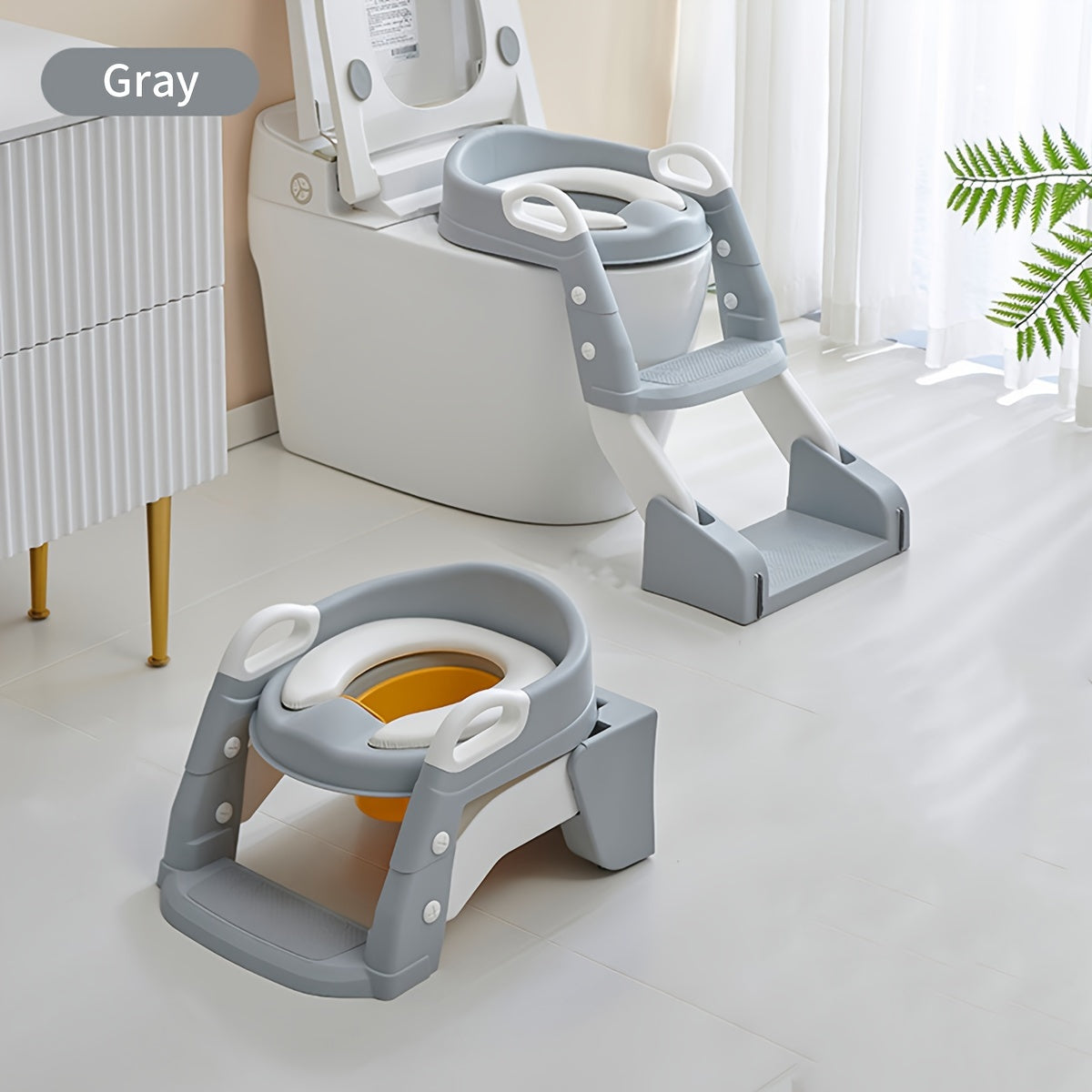 Toilet Potty Chair with Adjustable Seat, Sturdy Non-Slip Step Stool Ladder, Handles, and Splash Guard for Potty Training