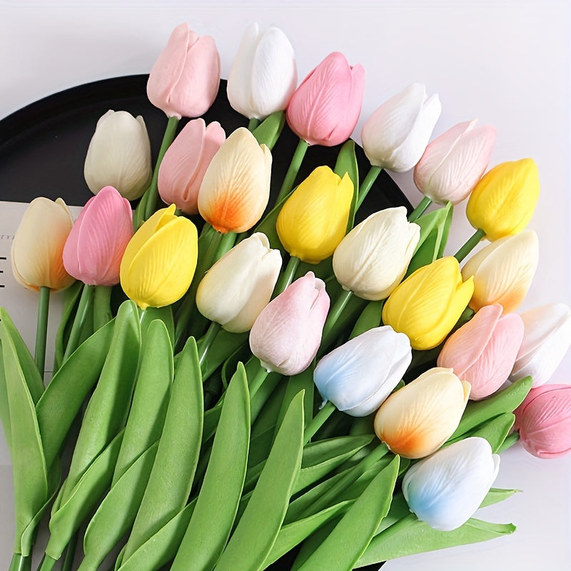 10 Artificial tulip flowers for DIY bridal bouquets, home decoration, and indoor/outdoor display.