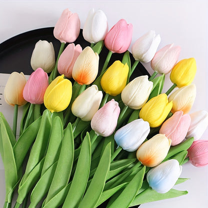 10 Artificial tulip flowers for DIY bridal bouquets, home decoration, and indoor/outdoor display.