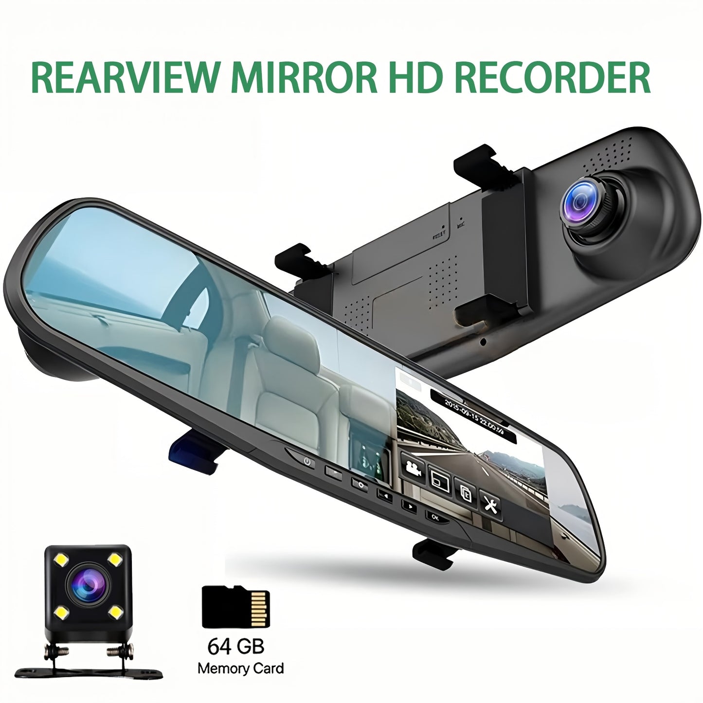 2024 New Model Car Mirror with Front and Rear Dual Camera for HD Night Vision and Parking Monitoring. Brand New Upgrade with WDR Dynamic Video.