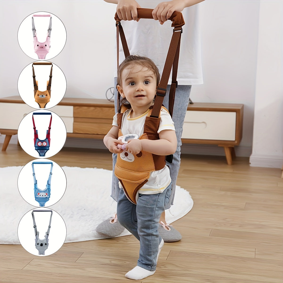 Adjustable Toddler Walking Harness with Anti-Fall Mesh, Safe and Cute Pig Design for Ages 0-3