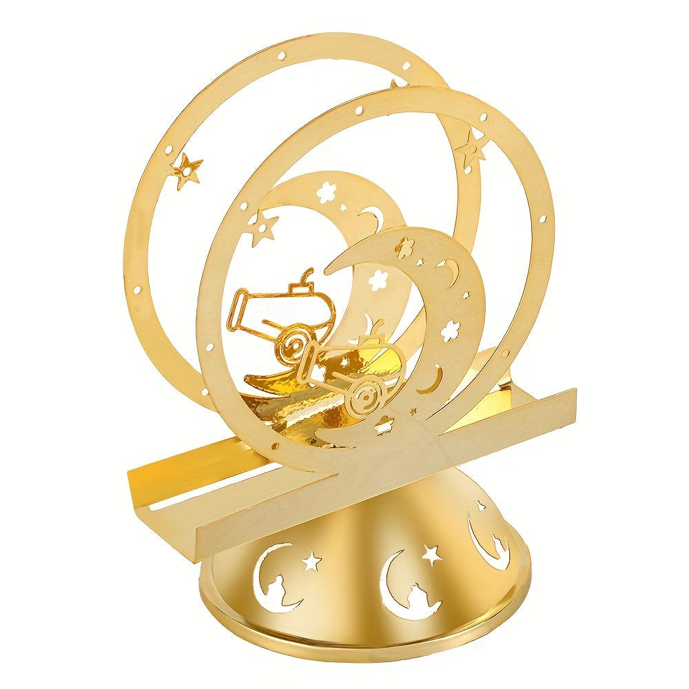 Elevate Your Dining Table Decor with a Stunning Seasonal Napkin Holder Featuring a Crescent Moon Design in Gold Plated Metal - A Sophisticated Standing Tissue Dispenser Ideal for Celebrating Christmas, Halloween, Easter, Hanukkah, and Thanksgiving