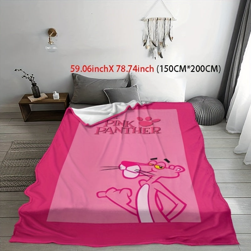 Cozy up with the stylish Pink Panther Print Flannel Fleece Throw Blanket. This soft and warm blanket is perfect for using on the sofa, in the office, or while camping or traveling. It's a multifunctional gift that can be used in all seasons, featuring a