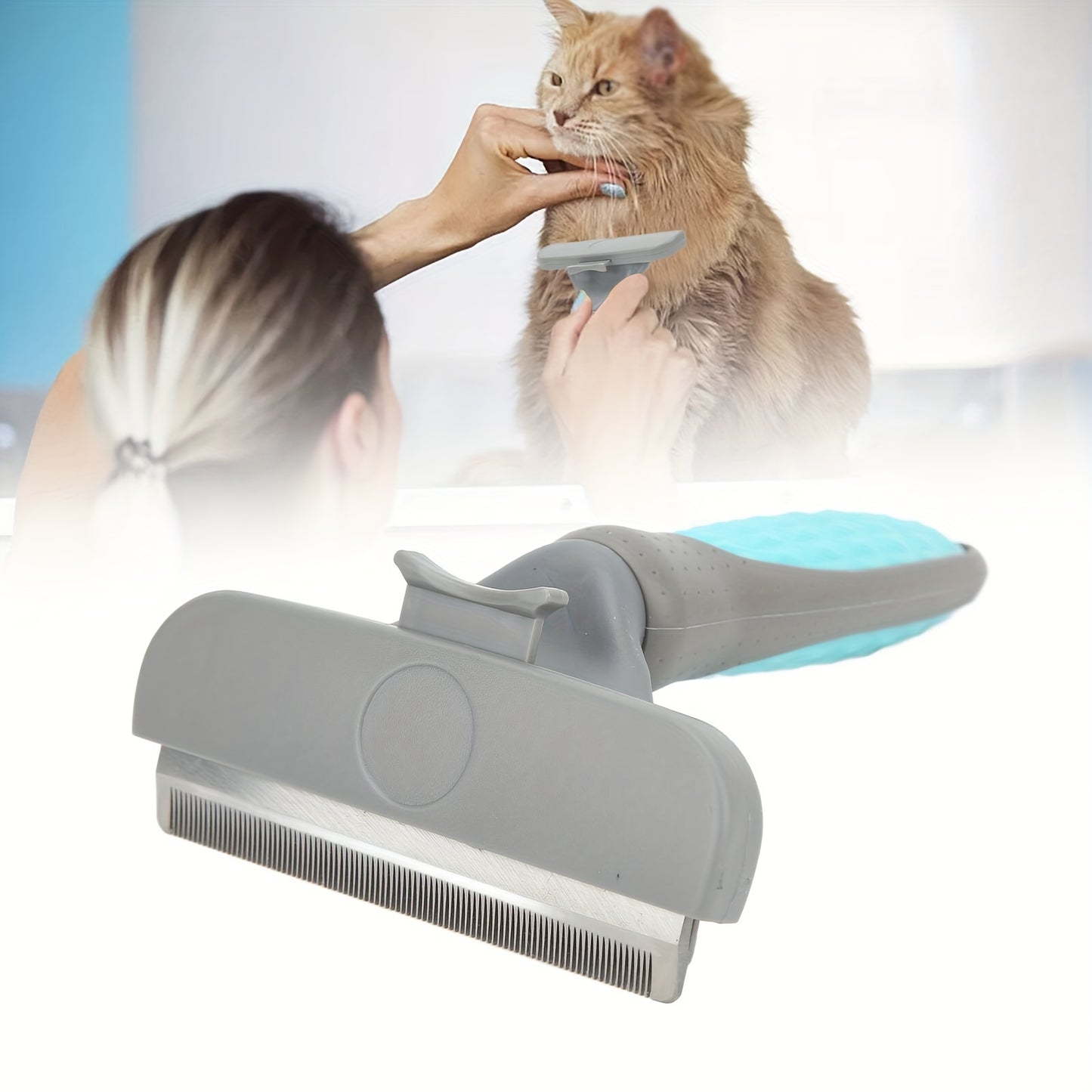 2-in-1 Easy-Clean Stainless Steel Pet Grooming Brush for Dogs & Cats