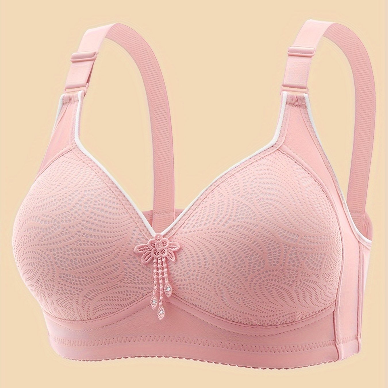 Solid seamless wireless tank bra with tassel decoration, providing sexy comfort and push-up support for women's lingerie.