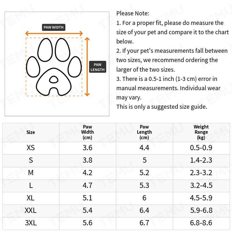 Set of 4 thickened, warm, and anti-skid dog paw protectors with elastic buckle.