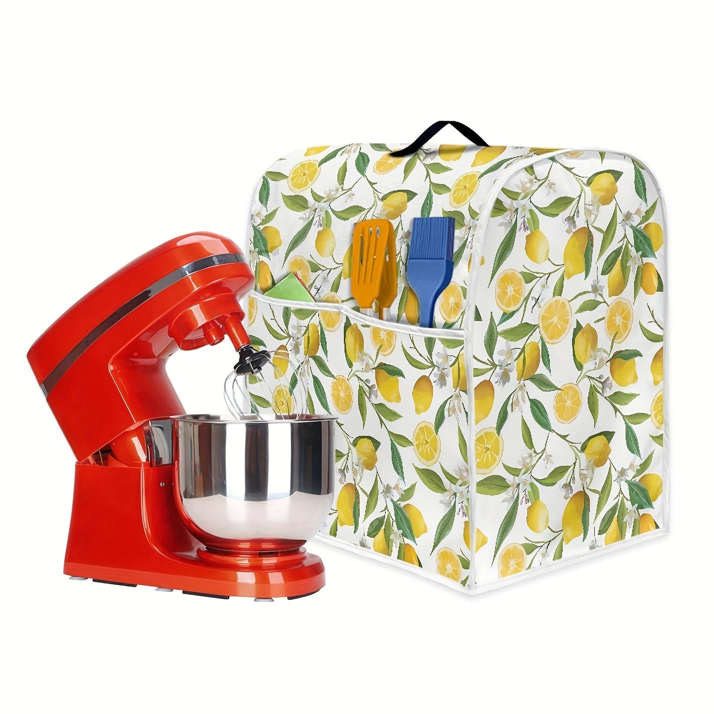 Protect your KitchenAid mixers and coffee makers with the stylish and easy-to-clean Rshubino Lemon-themed dust cover. This appliance protector features a convenient pocket and handle, and is safe for non-food contact.