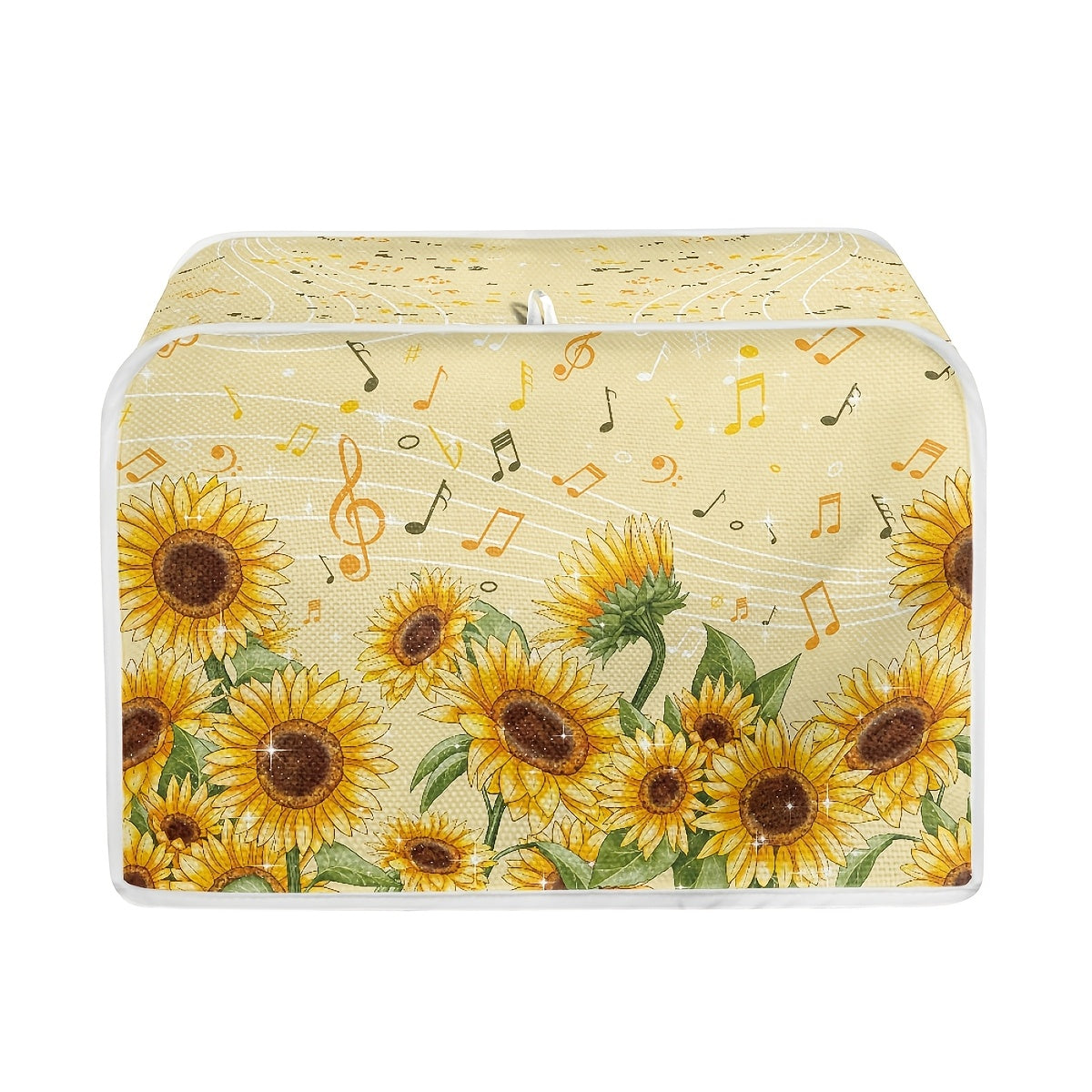 Sunflower and Music Notes Polyester Toaster Cover - Dustproof Small Appliance Protector - Perfect for Sunflower Enthusiasts - Size Small