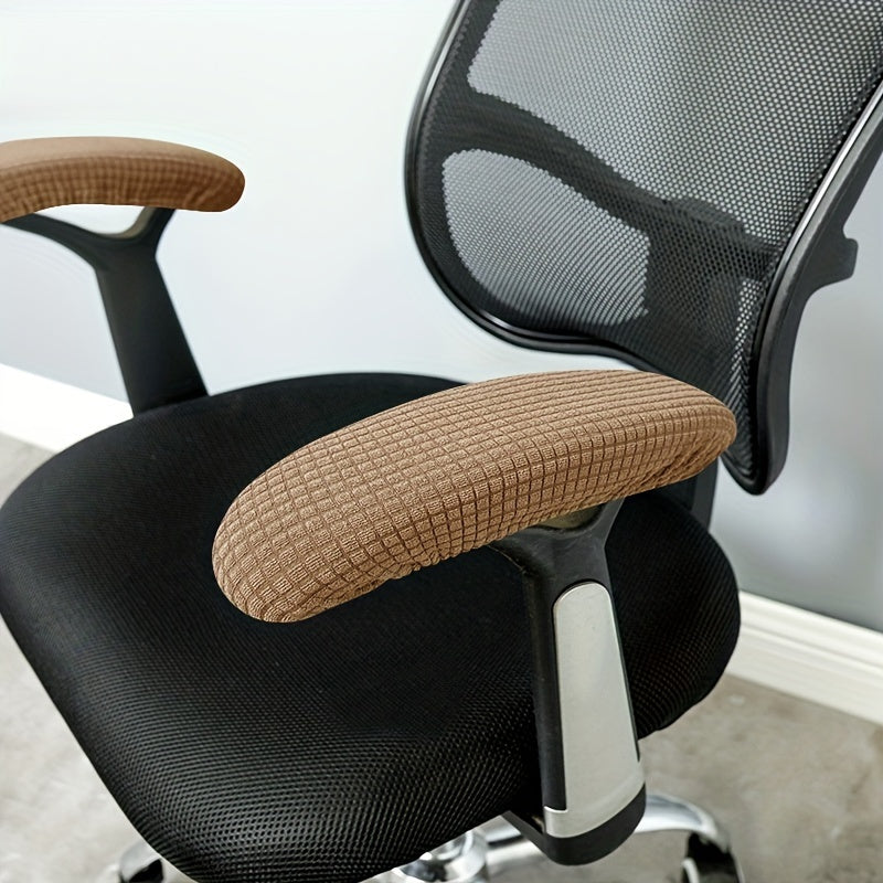 Set of 2 stretchable, water-resistant armrest slipcovers for office chairs protect arms and desk chair from scratches and stains. Ideal for rotating and computer chairs, these slipcovers make a stylish home decor accessory for your couch.