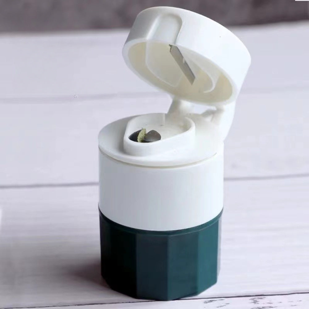 1pc Portable Pill Cutter and Grinder with Storage Box for easy cutting and crushing, travel-friendly design.