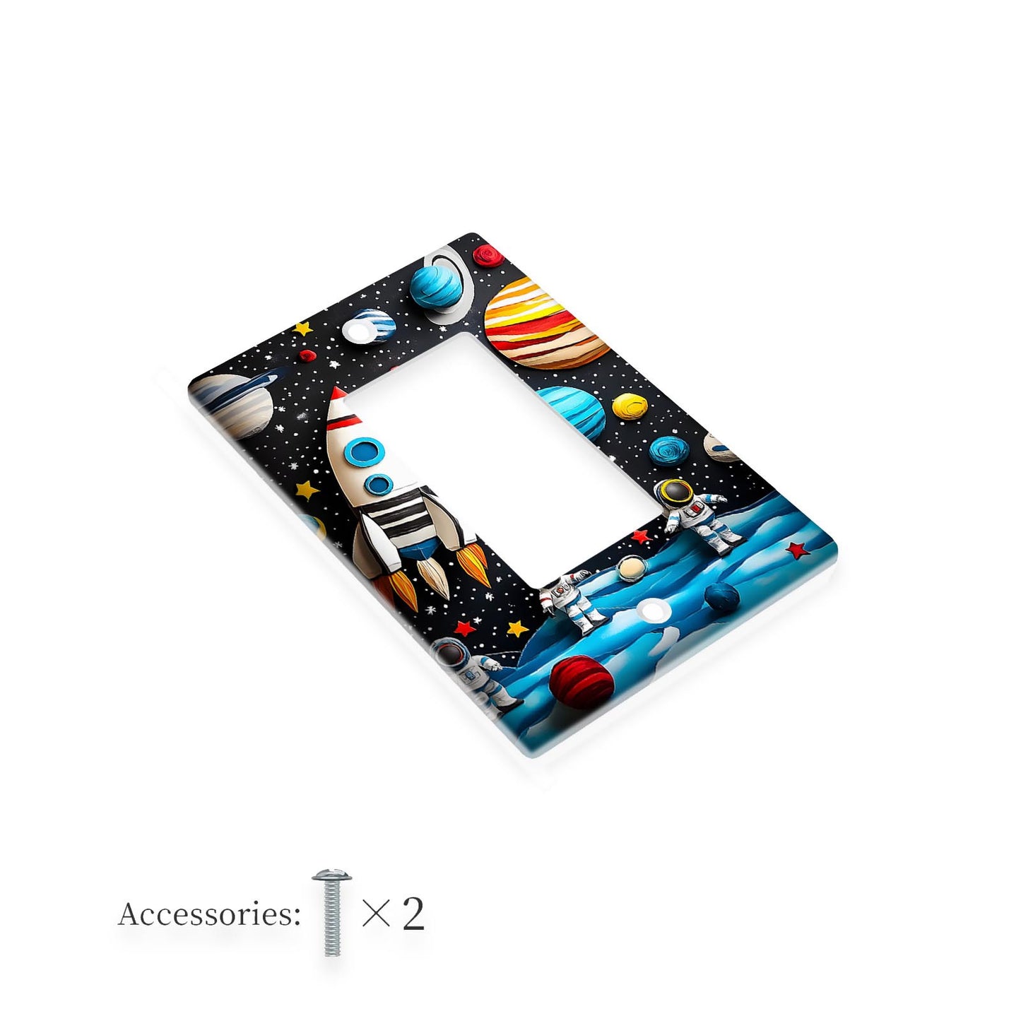 Cartoon rocket and planets light switch cover, easy to install