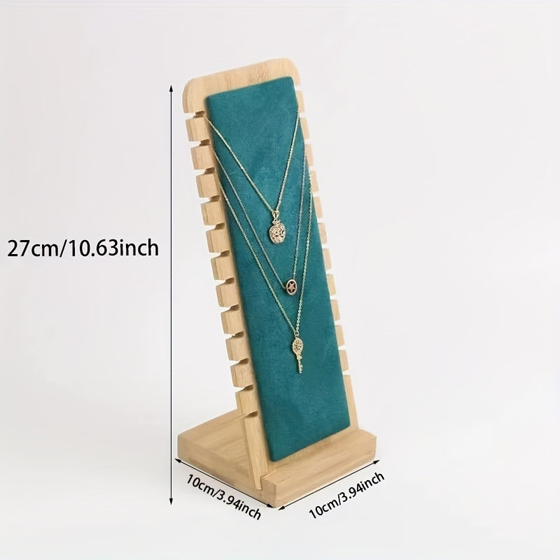 12-slot necklace holder made of natural materials for storing and displaying necklaces, bracelets, and pendants. Suitable for jewelry stores and home storage. Easy to install with a dismountable design. Comes with a 12-slot jewelry display rack.