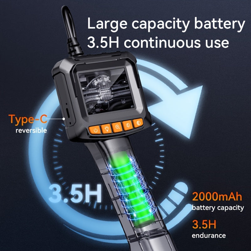 Industrial endoscope with 8mm HD digital camera, 2.4-inch LCD screen, 8 LED lights, 16.5ft cable. Ideal for mechanical/equipment maintenance, plumbing inspection, air conditioning, car pipe