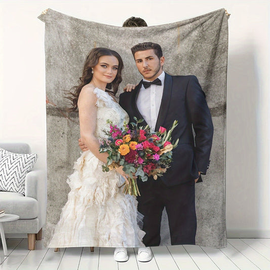 This personalized Custom Digital Print Fleece Blanket is perfect for everyone, including girls, boys, adults, and makes a great Valentine's Day gift. It is lightweight, soft, and comfortable, making it suitable for use on the bed, sofa, camping, or