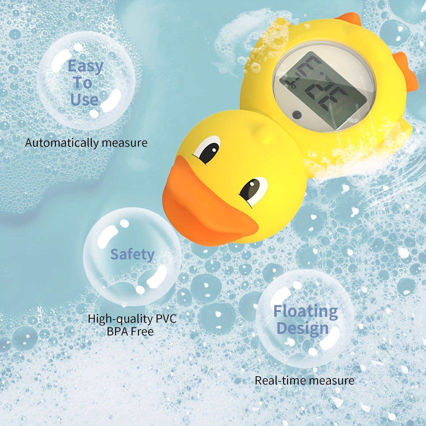 [Top Pick] Cartoon Kids Water Thermometer - Precise, Versatile Three-in-One Design for Room and Pool Use, Made of Yellow Cadmium-Free Plastic, Battery Operated with LR44*2 Batteries Included, Induction Technology for Accurate Measurement, Ideal for